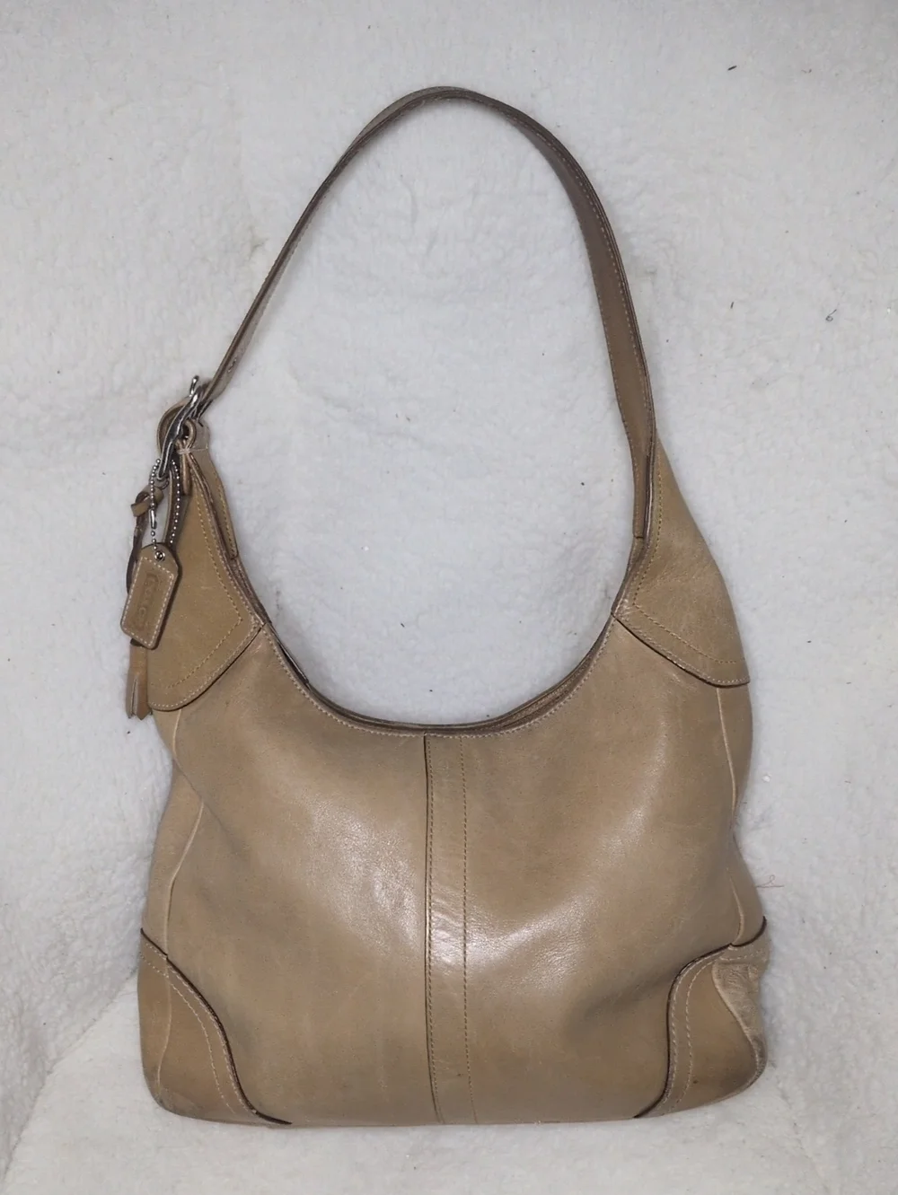 Coach Vintage Y2K Hamilton Beige Leather Hobo Shoulder Bag